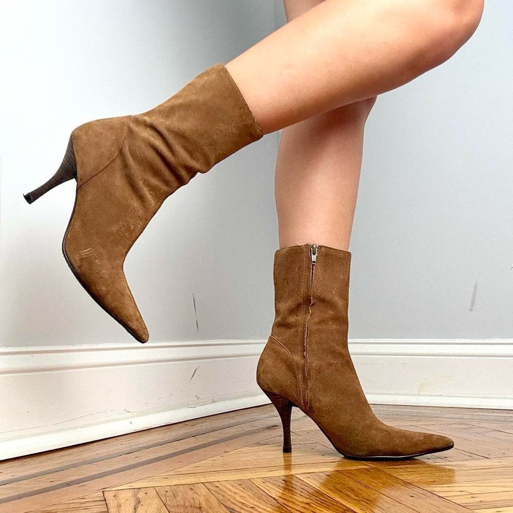 Y2K Tan Suede Heel Boots